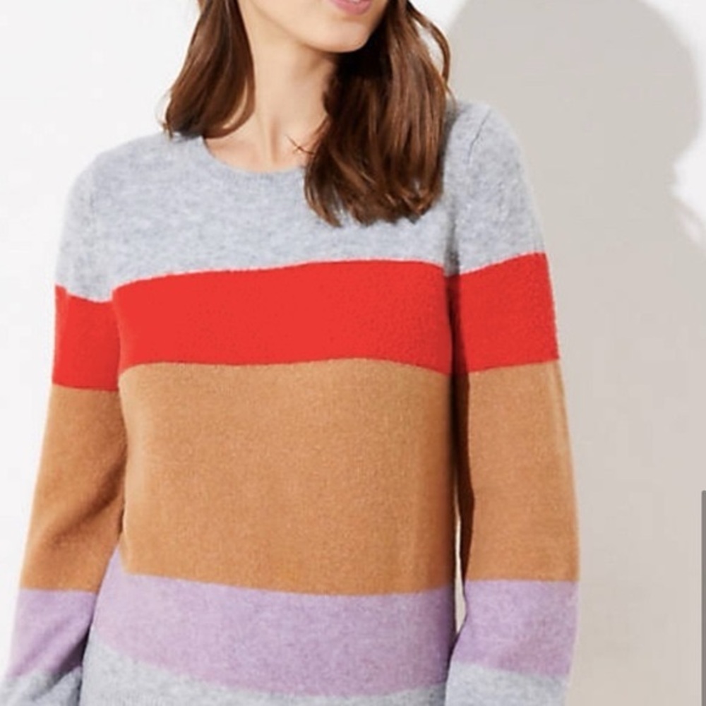 LOFT Women's Multicolor Merino Wool Blend Pullover Sweater size large